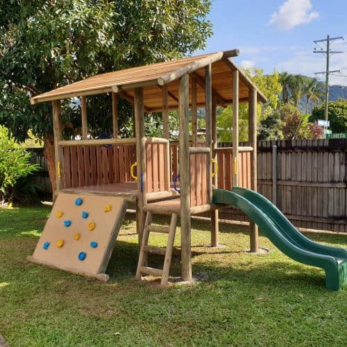 Grand Gazebos and Cubbies - Grand Cubby with Slide and Climbing wall