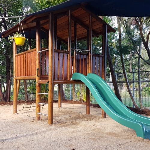 Grand Gazebos and Cubbies - Grand Cubby with Verandah, Slide and climbing Wall