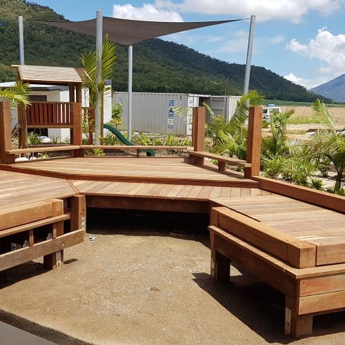Grand Gazebos and Cubbies - Deck and Playground at childcare centre