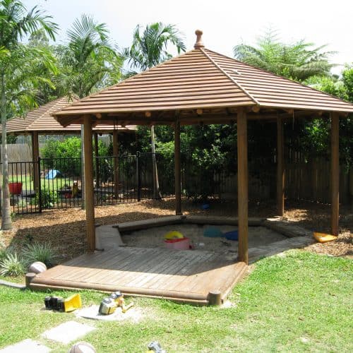 Grand Gazebos and Cubbies - 5.4m Gazebo - Painted Finish, Sandpit, Deck Entry2