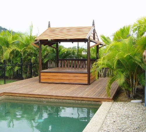 Grand Gazebos and Cubbies - Poolside Daybed with enclosed lower level on deck