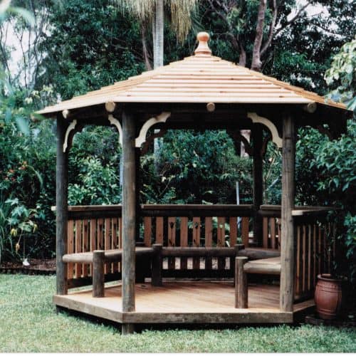 Grand Gazebos and Cubbies - 3.6m Gazebo with Deck,Seats and Handrails