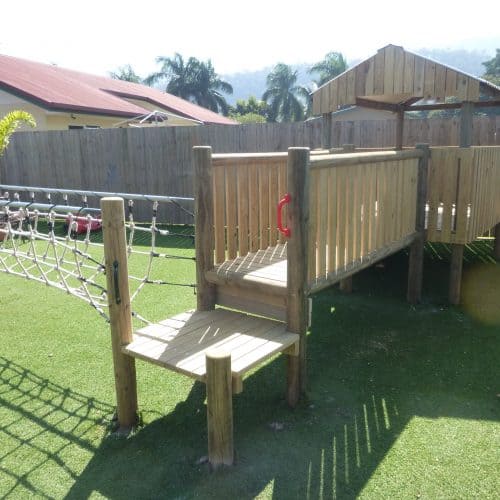 Grand Gazebos and Cubbies - upgrade of playground with malay bridge and timber bridge