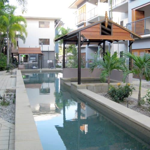 Grand Gazebos and Cubbies - 3.5m Bali Pavillion over spa poolside